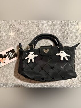 NWT Disney x Primark Black mini crossbody pouchette with White Glove Details
